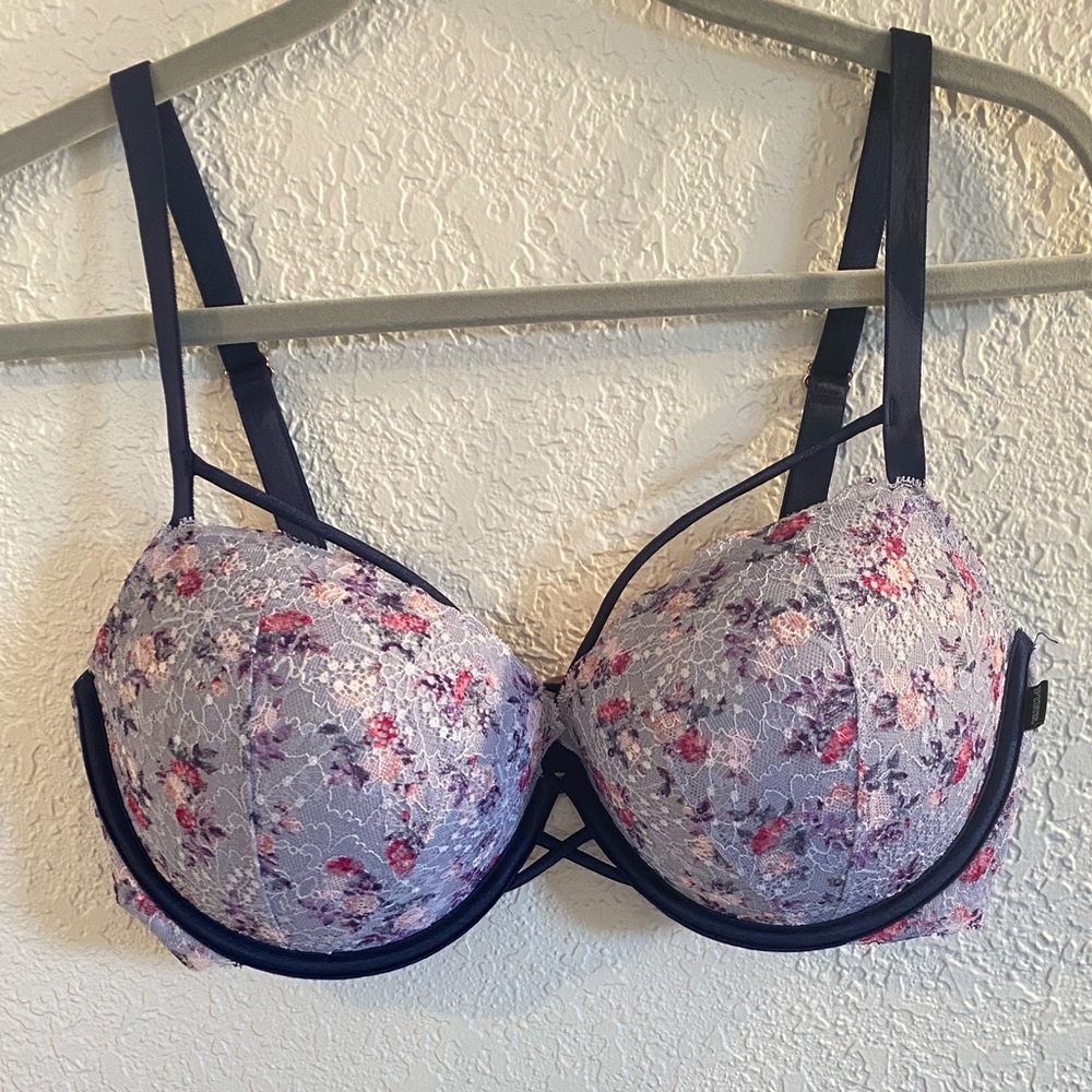PINK Victoria's Secret Floral Multi-color Padded Push-up Bra 36DD